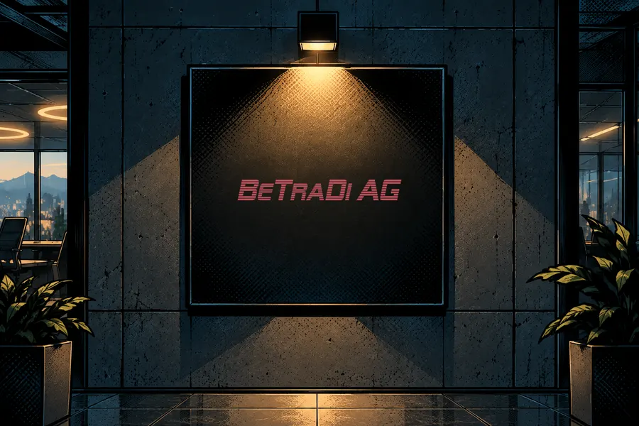 Logo von BeTraDi AG, angestrahlt an einer Betonwand